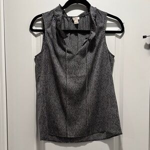 J. Crew Black and White Chevron Herringbone Sleeveless Top